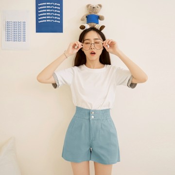 OB嚴選-棉質素色鬆緊腰打褶短褲《BA7207-》