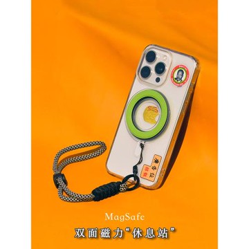 適用于手機雙面吸休息站MagSafe泡泡騷指環收納磁力底座防丟掛件