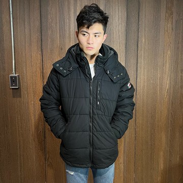 美國百分百【Superdry】極度乾燥 Bluestone 風衣 連帽外套 防風夾克 鋪棉刷毛 黑色 大尺碼 I788