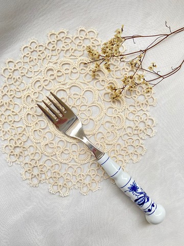 【好日戀物】德國DDR 洋蔥圖案陶瓷柄不銹鋼叉子餐具系列儀式感