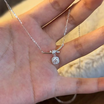 [Relise] （台灣現貨）A0598& 通體純銀 s925純銀 繩結小方糖項鍊 純銀項鍊 鑽石項鍊 純銀 項鏈