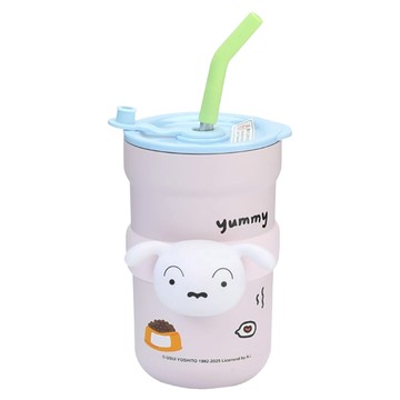 萌兔兔 蠟筆小新 316趣玩公仔吸管保溫杯 小白  粉紫色  1個  580ml