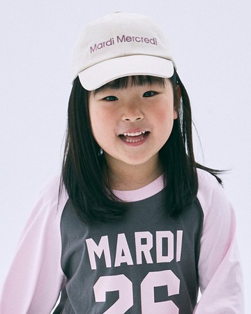MARDI MERCREDI 童裝 刺繡棒球帽 奶油色 經典LOGO 淺紫文字 可調式 KIDS CAP MARDI MERCREDI LOGO