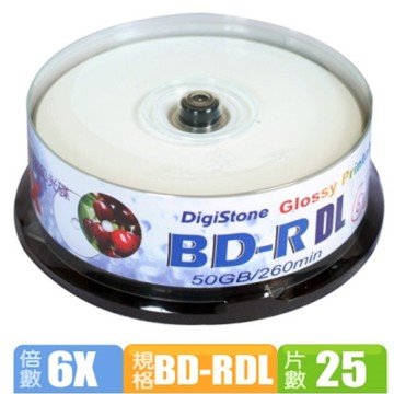 DigiStone  6X BD-R DL 50GB 滿版可印  桶裝  (25片)