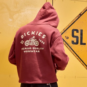 Dickies男款深棕紅背部大圖案印花設計休閒連帽大學T|DK0A88OHL16