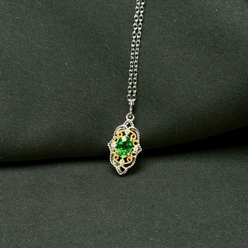 聖母法蒂瑪 |沙弗萊 綠石榴石  國外帶回 溫柔的愛 收藏珠寶級 寶石項鍊 925純銀 3AS20-74