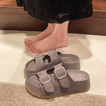 厚切吐司~增高厚底勃肯鞋2025新款涼拖鞋女夏季外穿軟底沙灘涼鞋