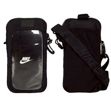 NIKE 手機可觸控斜背包-ID 頸掛 證件夾 名牌帶 掛繩 N1010973013OS 黑