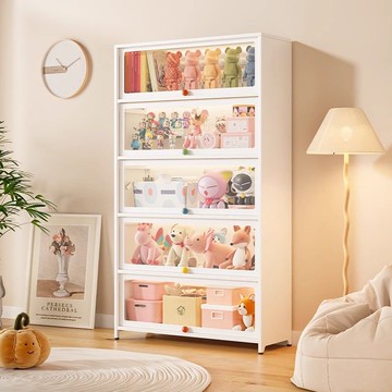 公司貨 超低價 防塵書櫃鋼制帶玻璃門書櫃客廳展示櫃鐵藝置物櫃奶油風手辦收納櫃 快速發貨