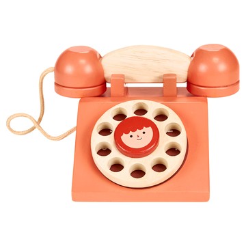 mentari 懷舊轉盤電話 MT7311 適用年齡：2歲以上 櫸木電話玩具  橘色  1組