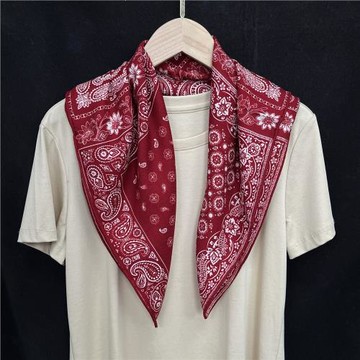 65cmtb酒紅色絲毛中方巾雙面腰果百搭