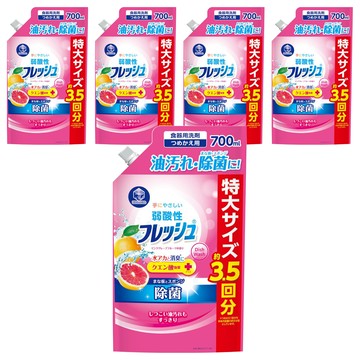 第一石鹼 Kitchen Club 濃縮弱酸性洗碗精 葡萄柚補充包  700ml  5瓶