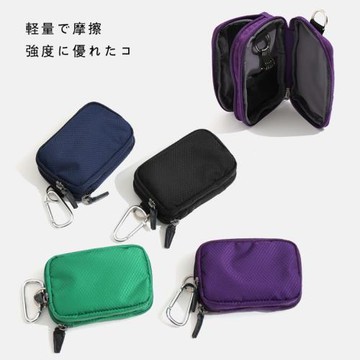 日系潮牌尼龍暗紋菱格鑰零錢包