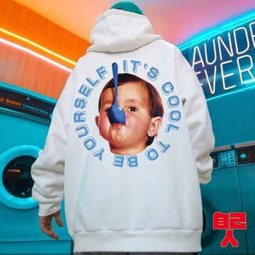 【自己人】M-8XL情侶裝流行刷毛款男寬鬆版帽T 大學T 印花T 長T刷毛連帽印花大學T BTDW1886