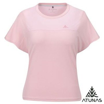 【ATUNAS 歐都納】女款酷涼節能抑菌短袖T恤A1TS2606W淺粉/涼感透氣/抑菌抗臭/快乾排汗/綁結設計/抗紫外線