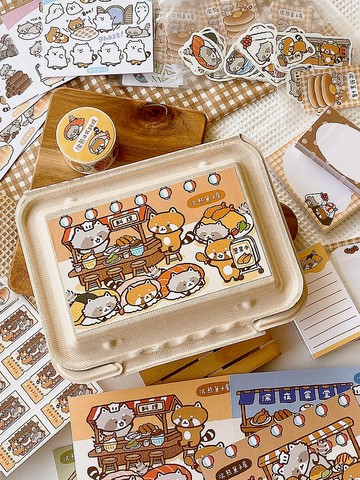 浣熊日式料理文具禮盒/貼紙禮盒/福袋/紙膠帶