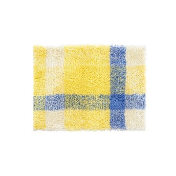 【日本OKA】乾度良好銀離子抗菌防臭格紋浴室地墊-45x60cm-藍黃