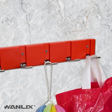 【Hanlix 亨利士】隱藏式安全掛勾-六勾(紅色)【942X484】耐重18kg