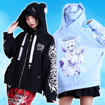 原創墮天睡眠羊吊牌羊耳朵前短後長連帽外套日本繪師eita【JJ4072