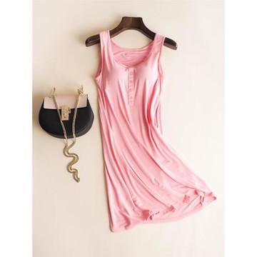 莫代爾帶胸墊背心睡裙女款吊帶睡衣文胸罩杯一體式薄款家居服夏季