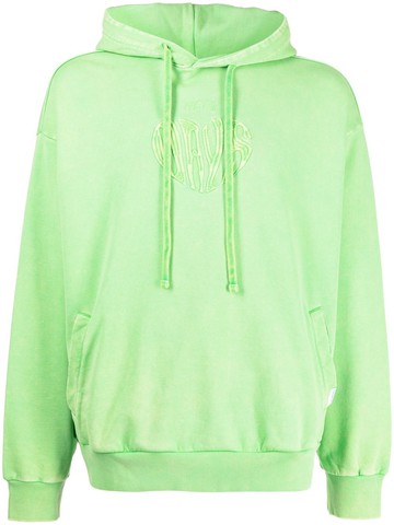 FIVE CM - logo-embroidered drawstring hoodie - men - Cotton - L - Green