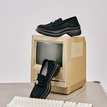 珍妮樂福厚底鞋 黑格紋 | inooknit 專為亞洲女生設計的針織鞋