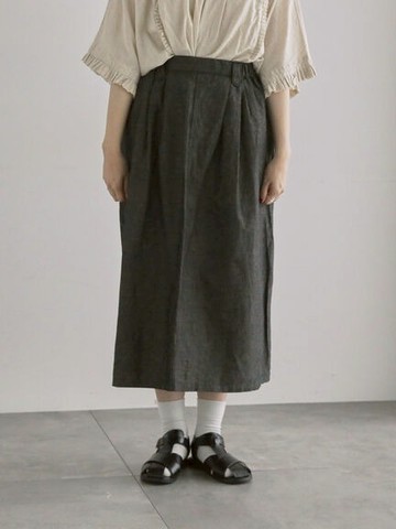 素面後開岔設計鬆緊腰長裙(0F000867810) - Samansa Mos2
