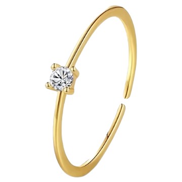 SOLARFRI 純銀 鍍14K金 CZ鑽 求婚定情戒指 可調整大小  金色  50g