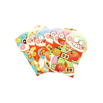 財神小舖 蛇年平安立體燙金紅包袋 可愛卡通造型  6個