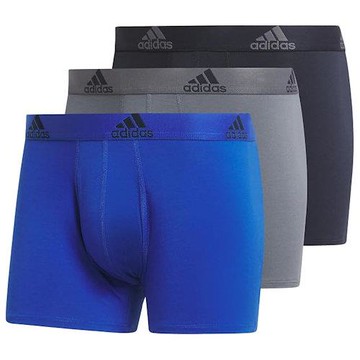 Adidas 2025男時尚彈力雙藍灰色四角修飾內著混搭3件組(預購)