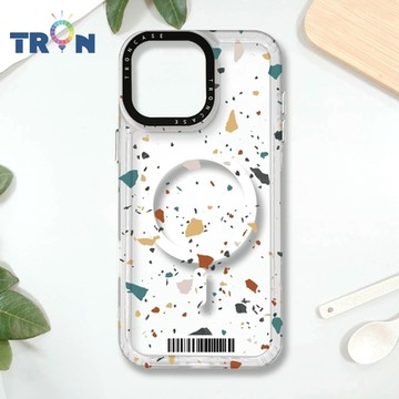 TRON IPHONE 16 PRO MAX 彩色幾何透明磨石子A款 防摔 MAGSAFE 磁吸 太空載具殼 透白 手機殼