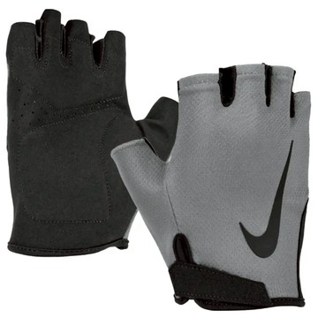 NIKE耐吉 灰色男用健身重量訓練舉重半指運動手套厚墊防滑止汗速乾透氣孔洞單車競速自行車重訓(N1012315032)