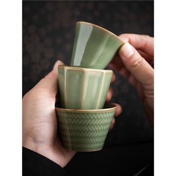 青瓷【茶杯陶瓷】小號主人杯功夫茶具青釉茶杯隨手禮品茗杯子茶碗