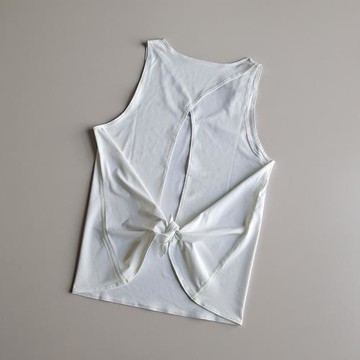 夏季寬松健身衣速干女運動無袖工字背心綁結跑步跳操休閑罩衫