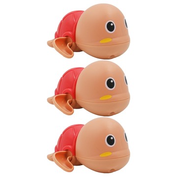 PUKU 藍色企鵝 樂游小烏龜發條玩具 ABS環保材質 光滑圓潤設計 輕鬆在水上暢遊  粉色  3個
