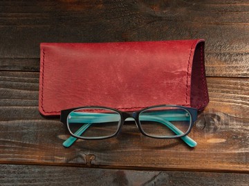 義大利皮革簡約眼鏡盒 MAYA/酒紅色