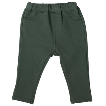 akachan honpo - 10分長經典褲 裏起毛-一般合身款-綠色