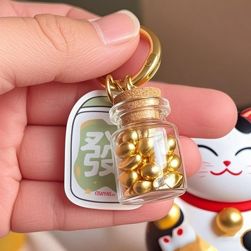 隔日✈️招財七粒生財金豆豆收納瓶隨身攜帶創意禮物財神擺件掛件
