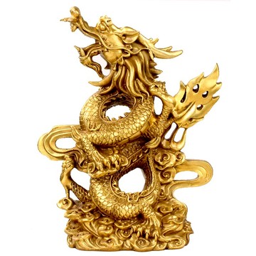 黃銅龍擺件青龍風水擺件中式客廳家居盤龍工藝禮品裝飾品