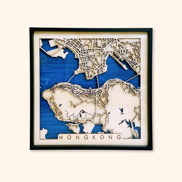 立體香港路線地圖連金屬框(方形)