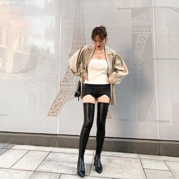 超高筒過膝靴女2025新款超長大腿靴粗跟尖頭高個子長筒靴女冬加絨