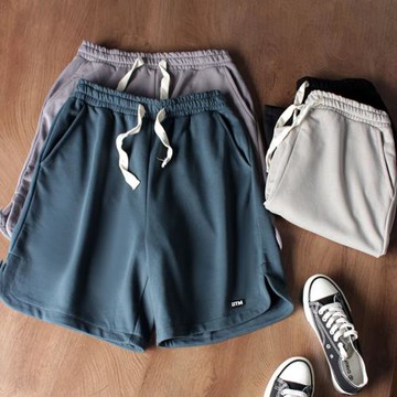 外貿出口原單尾貨剪標日系潮牌純棉毛圈寬松休閑五分中短褲男夏季