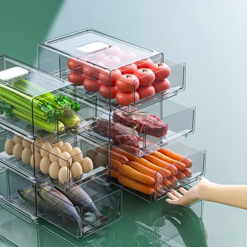 冰箱抽屜式收納盒保鮮盒食品蔬菜儲藏盒廚房置物冷凍專用整理神器