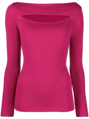 P.A.R.O.S.H. - cut-out ribbed glitter jumper - women - Wool/Polyester - XS - Pink