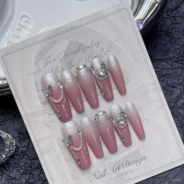 💟加一手工甲💅🏻水蜜桃純手工穿戴甲變貓眼爆閃純慾風溫柔顯白美甲美甲貼片成品純手工穿戴甲 ELIY