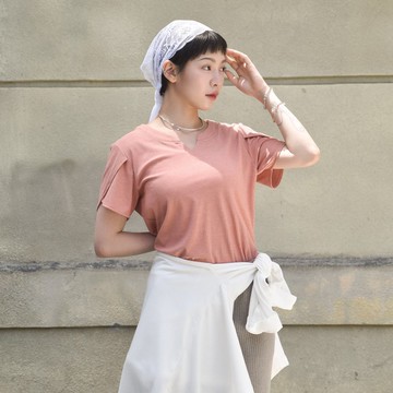 柔美OL花瓣袖上衣(TCool涼感透氣)