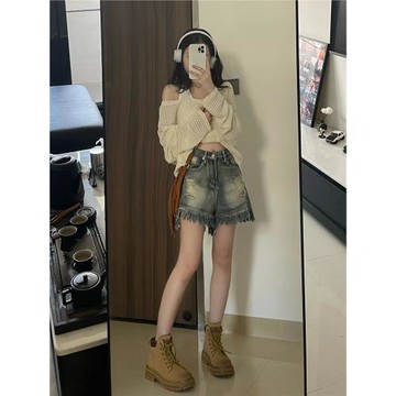 夏季薄款鏤空外搭長袖針織衫女慵懶風設計感v領防曬罩衫+吊帶上衣