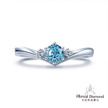 Alesai 艾尼希亞鑽石 藍色鑽石 50分 藍鑽鑽戒 CVD 培育鑽石 (3EX 車工 彩鑽 FANCY VIVID BLUE)