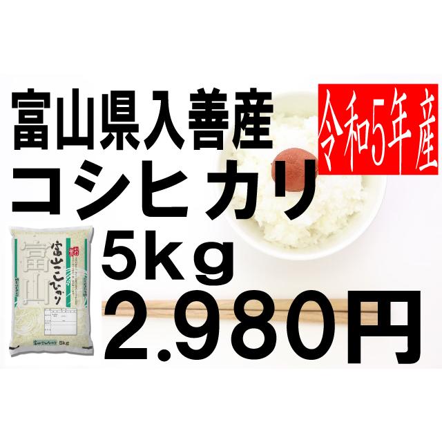 米　令和5年度産　富山県　入善産　コシヒカリ 5kg