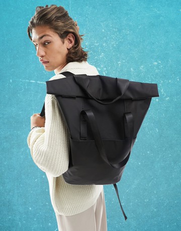 ASOS DESIGN nylon backpack with laptop sleeve in black